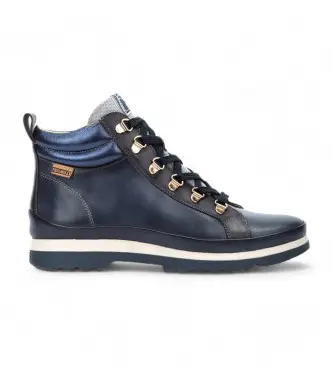 per donna W3W-8564C5 Stivaletti in pelle Vigo blu scuro (36), 1 a 3 cm, Stringhe, Cerniera, Casual, Navy