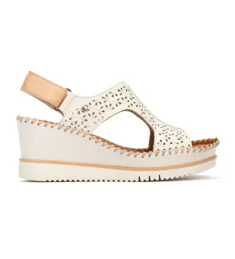 per donna W3Z-1623C1 Sandali in pelle color avorio Aguadulce (36), Bianco, 5 a 8cm, Velcro, Casual