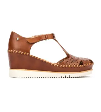 per donna W3Z-1629 Sandali in pelle marrone Aguadulce (36), 5 a 8cm, Velcro, Casual