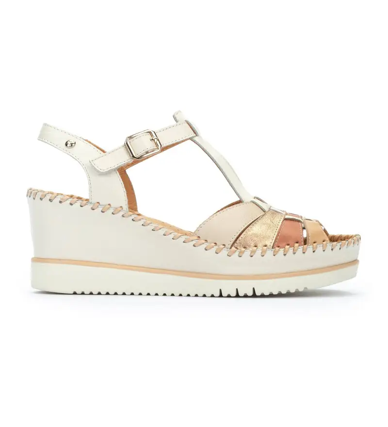 per donna W3Z-1836C1 Sandali in pelle Aguadulce bianco sporco (41), 5 a 8cm, Fibbia, Casual