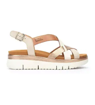 per donna W4N-0650C1 Sandali in pelle Palma multicolore - Altezza zeppa 4,5 cm (36), 3 a 5cm, Fibbia, Casual