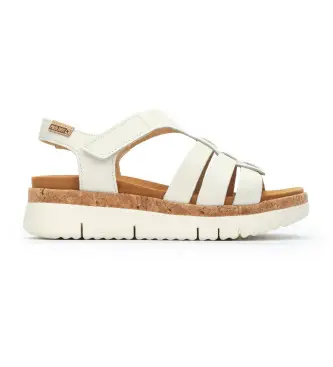 per donna W4N-0754 Sandali Salma in pelle bianco sporco (36), 3 a 5cm, Velcro, Casual