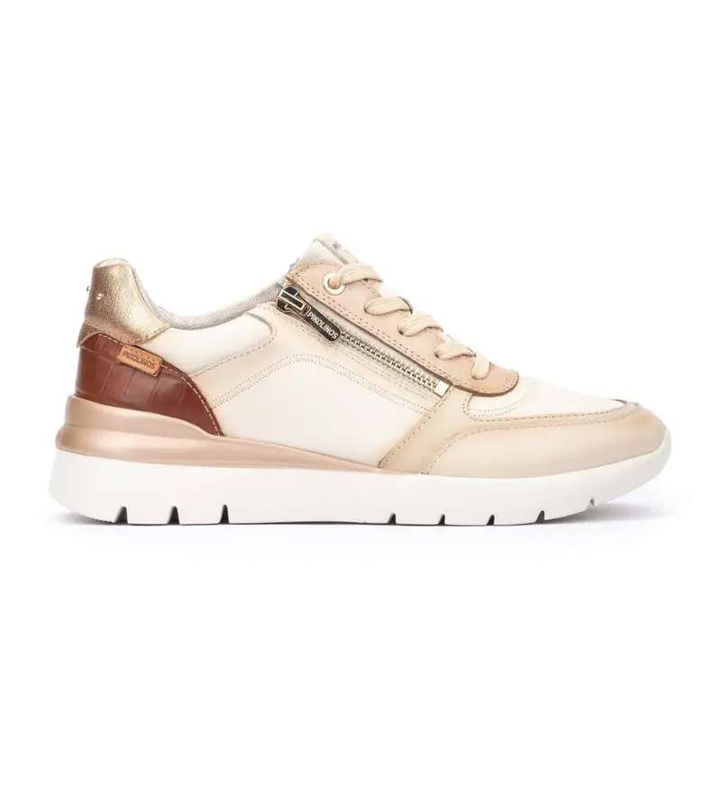 per donna W4R-6524C2 Sneakers in pelle beige Cantabria (36), Basso, Cerniera, Casual