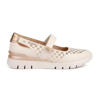 per donna W4R-6774C1 Ballerine Cantabria in pelle color avorio (36), Beige, 1 a 3 cm, Velcro, Casual