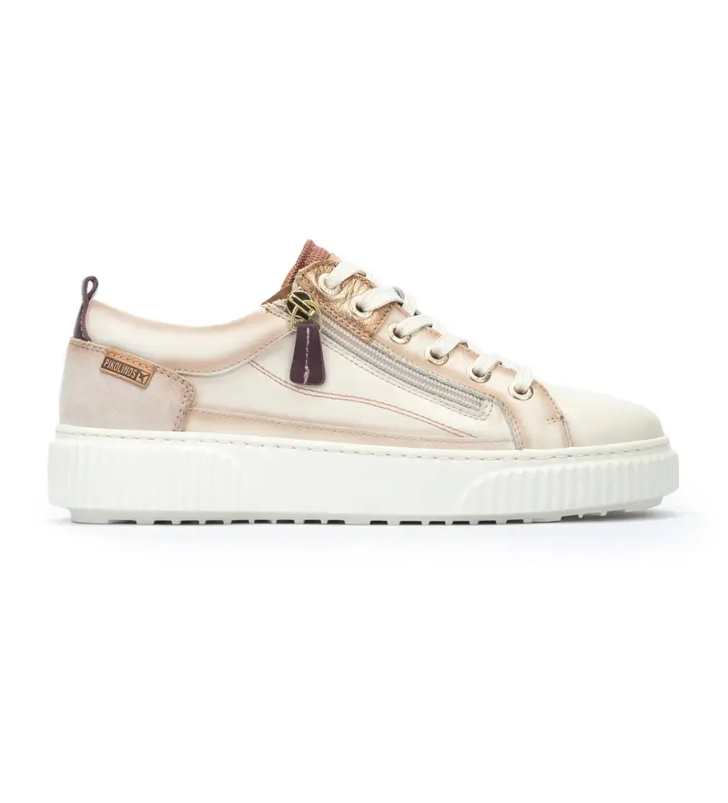 per donna W4Z-6784C2 Sneakers Riells in pelle bianca (36), Beige, Basso, Stringhe, Casual