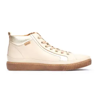 per donna W7B-8692C1 Sneakers Lanzarote in pelle bianca crema (35), Bianco, Basso, Cerniera, Casual