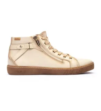 per donna W7B-8868C1 Sneakers Lanzarote in pelle bianca crema (36), Bianco, Basso, Cerniera, Casual