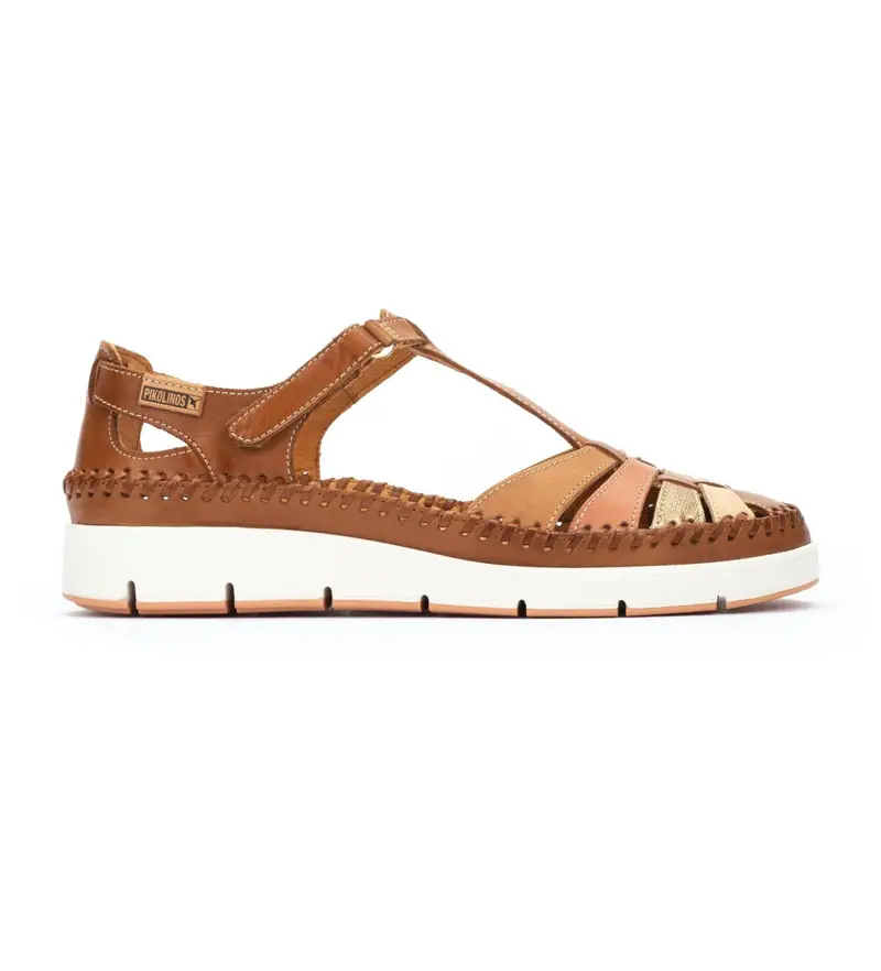 per donna W8D-0855C1 Sandali Tenerife in pelle marrone (37), 3 a 5cm, Velcro, Casual