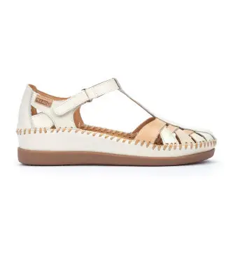 per donna W8K-0705C1 Sandali Cadaques in pelle bianca (36), Bianco, 3 a 5cm, Velcro, Casual