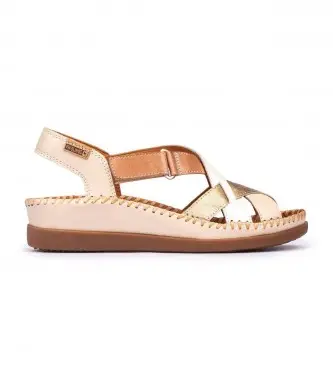 per donna W8K-0741C2 Sandali in pelle Cadaques in pelle (40), Beige, 3 a 5cm, Velcro, Casual Naturale
