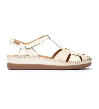per donna W8K-0847C1 Sandali in pelle bianco sporco Cadaques (36), 3 a 5cm, Velcro, Casual