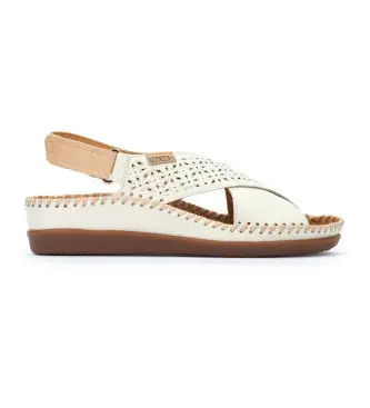 per donna W8K-0848C1 Sandali in pelle bianco sporco Cadaques (36), 3 a 5cm, Velcro, Casual