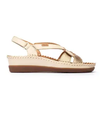 per donna W8K-1839C1 Sandali con zeppa metallizzata Cadaques color avorio (36), Pelle, Bianco, Beige, Basso, Velcro, Casual