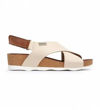 per donna W9E-0912 Sandali Mahon in pelle beige (36), 3 a 5cm, Velcro, Casual