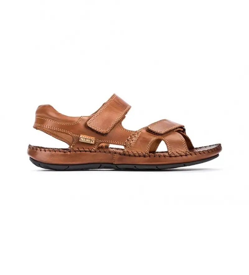 per uomo. 06J-5818 Sandali in pelle Tarifa 06J in pelle (40), Marrone, Velcro, Casual