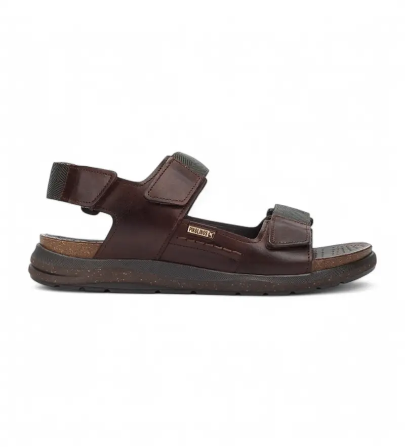 per uomo. M0B-0122 Sandali bassi in pelle nera Nijar con chiusura a strappo (41), Marrone, Basso, Velcro, Casual, Verde