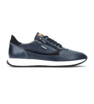 per uomo M2B-6263C1 Scarpe da ginnastica in pelle blu Getafe (40), Basso, Stringhe, Cerniera, Casual