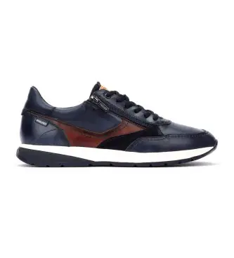 per uomo M2B-6398C1 Sneakers in pelle blu navy Getafe (39), Basso, Cerniera, Casual