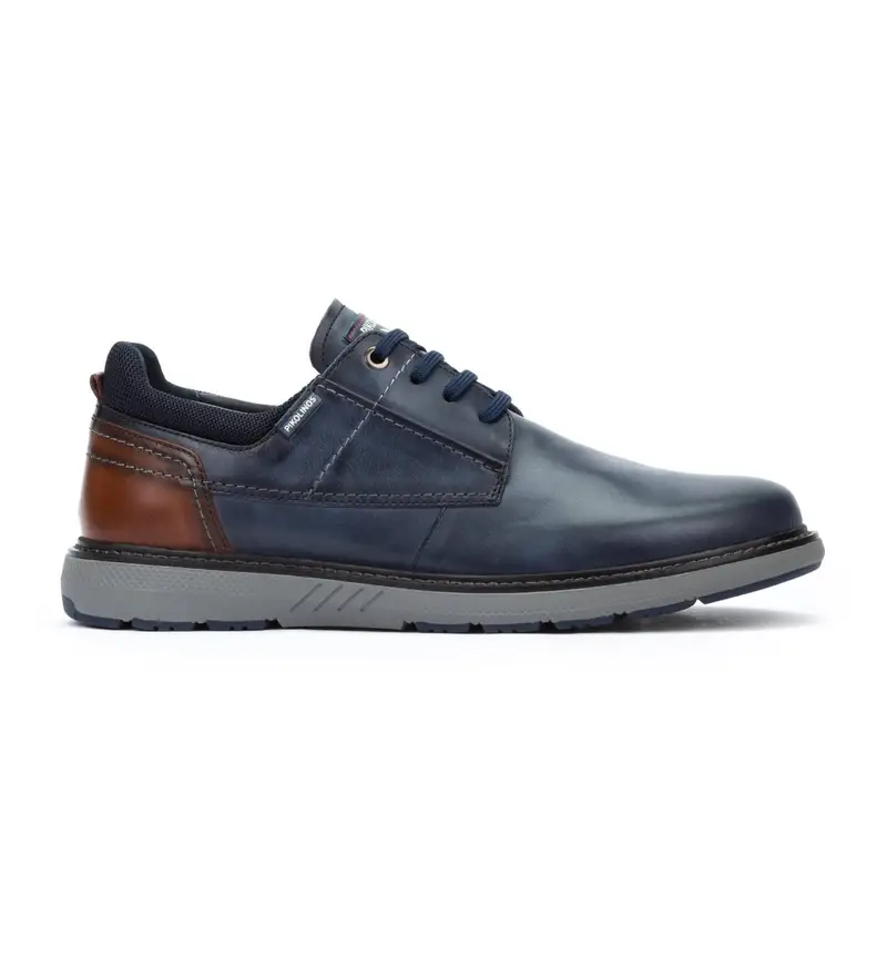 per uomo M8D-4292C1 Sneakers in pelle blu navy Bilbao (40), Basso, Stringhe, Casual