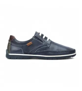 per uomo M9A-4118 Scarpe Marbella in pelle elasticizzata con lacci blu (39), Basso, Stringhe, Casual
