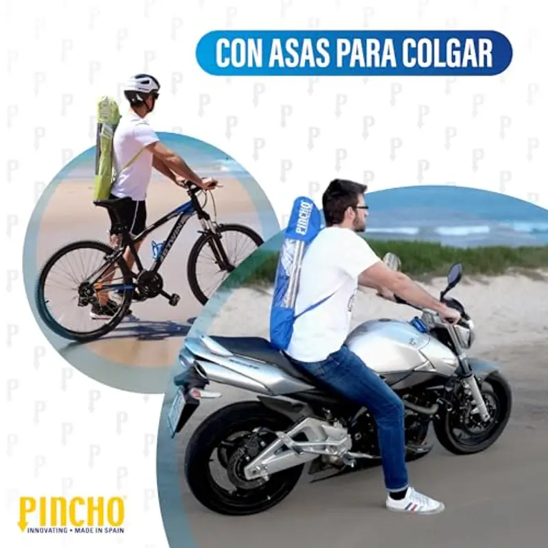 Pincho Sombrilla Mochila Plegable 180CM Ideal para Moto y Bicicleta.Protección Solar UPF50+ (bloquea 99% de Rayos UV), Muy Ligera.1, 5 kg, Medida de la sombrilla Dentro de la Funda 70cm miniatura 2