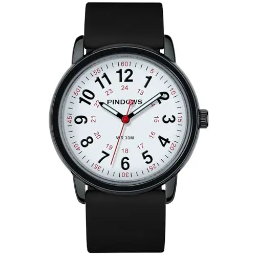 PINDOWS Orologi da polso analogici al quarzo da donna con cinturino in silicone per ragazze, signore, studentesse miniatura 2