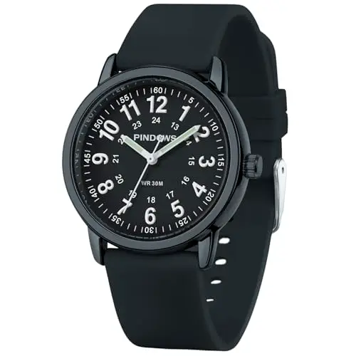 PINDOWS Orologi da polso analogici al quarzo da donna con cinturino in silicone per ragazze, signore, studentesse,