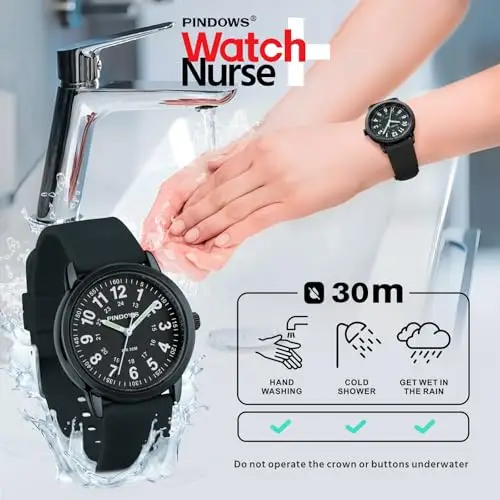 PINDOWS Orologi da polso analogici al quarzo da donna con cinturino in silicone per ragazze, signore, studentesse miniatura 3