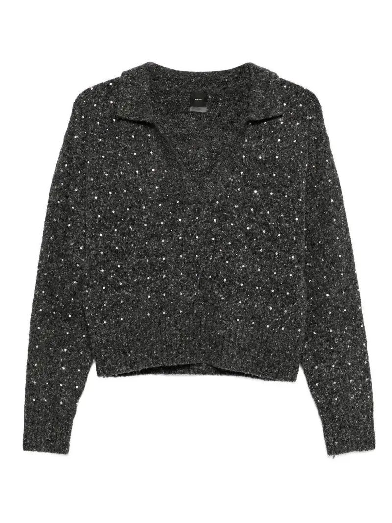 Pinko Maglione grigio con dettagli brillanti