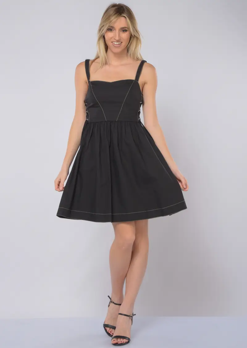 abito corto da donna Pinko senza maniche con stringhe NERO miniatura 2