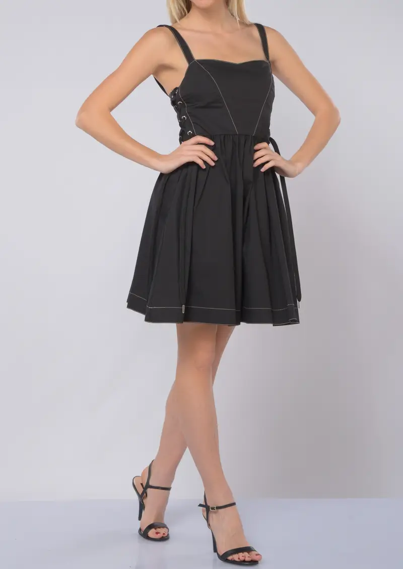 abito corto da donna Pinko senza maniche con stringhe NERO