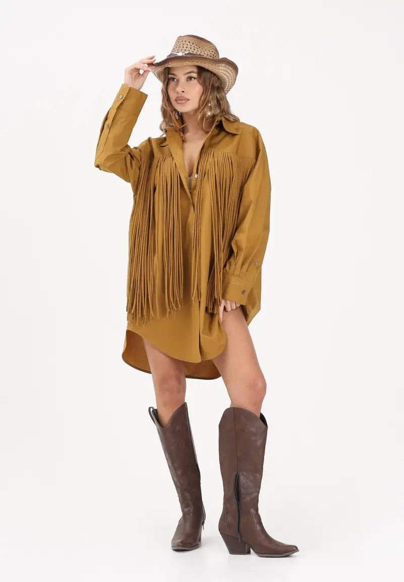 Abito corto kiwi da donna con frange miniatura 2