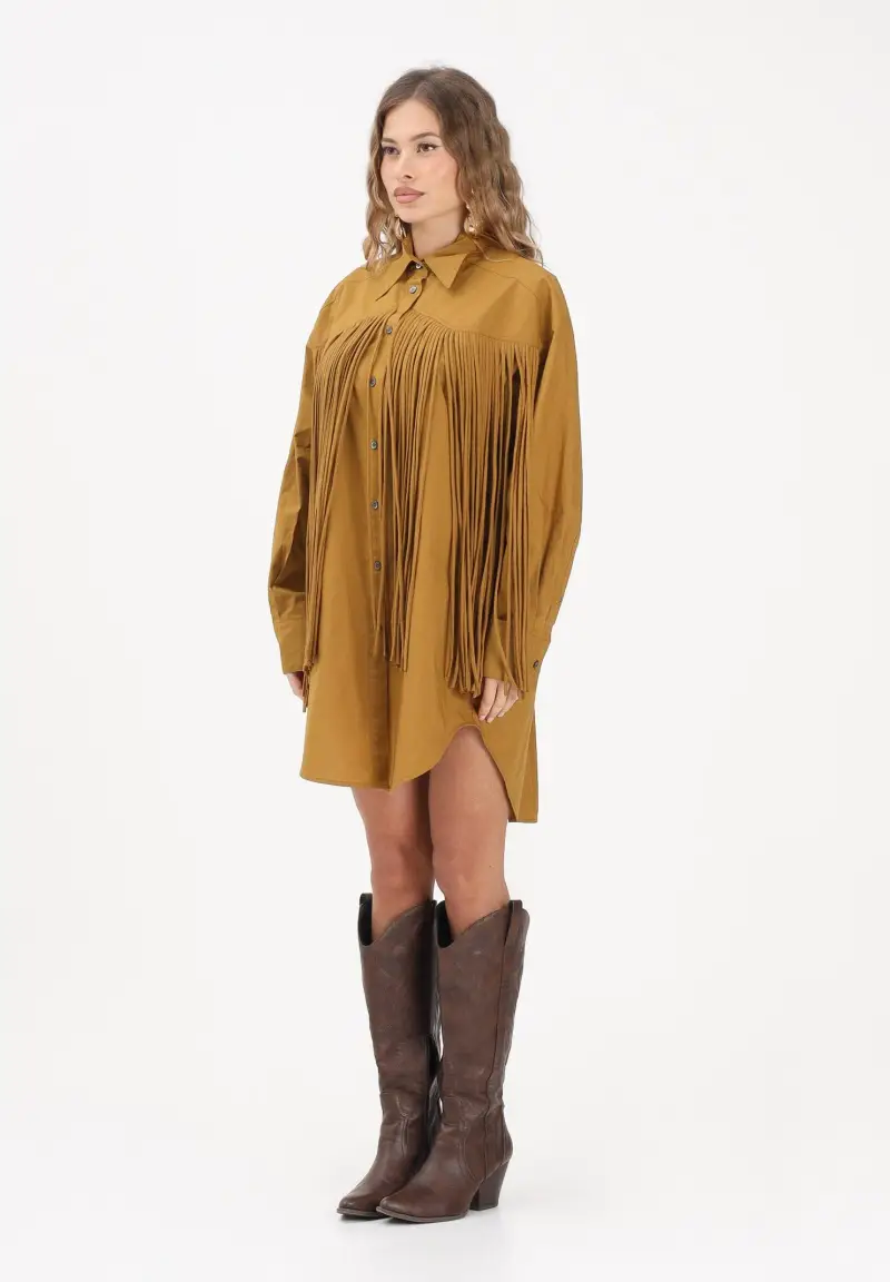 Abito corto kiwi da donna con frange