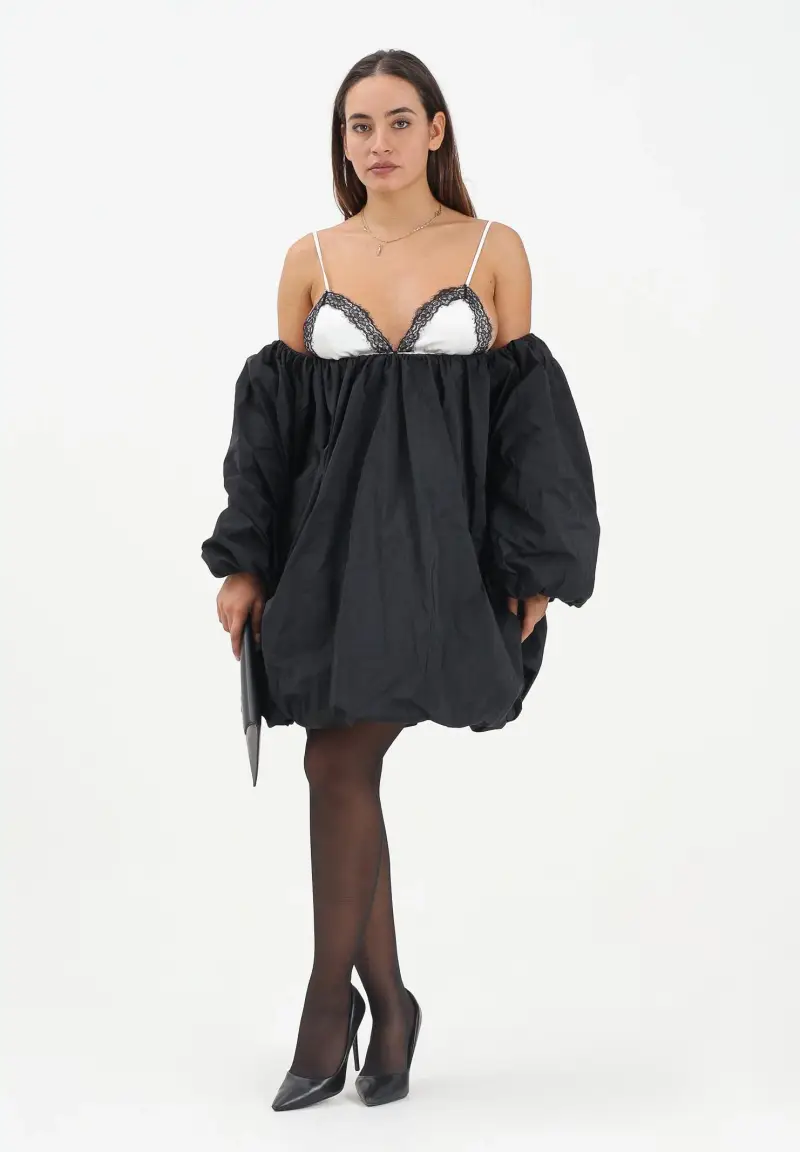 Abito corto nero da donna effetto balloon miniatura 2