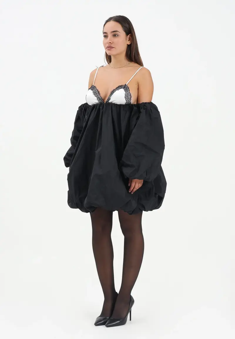 Abito corto nero da donna effetto balloon