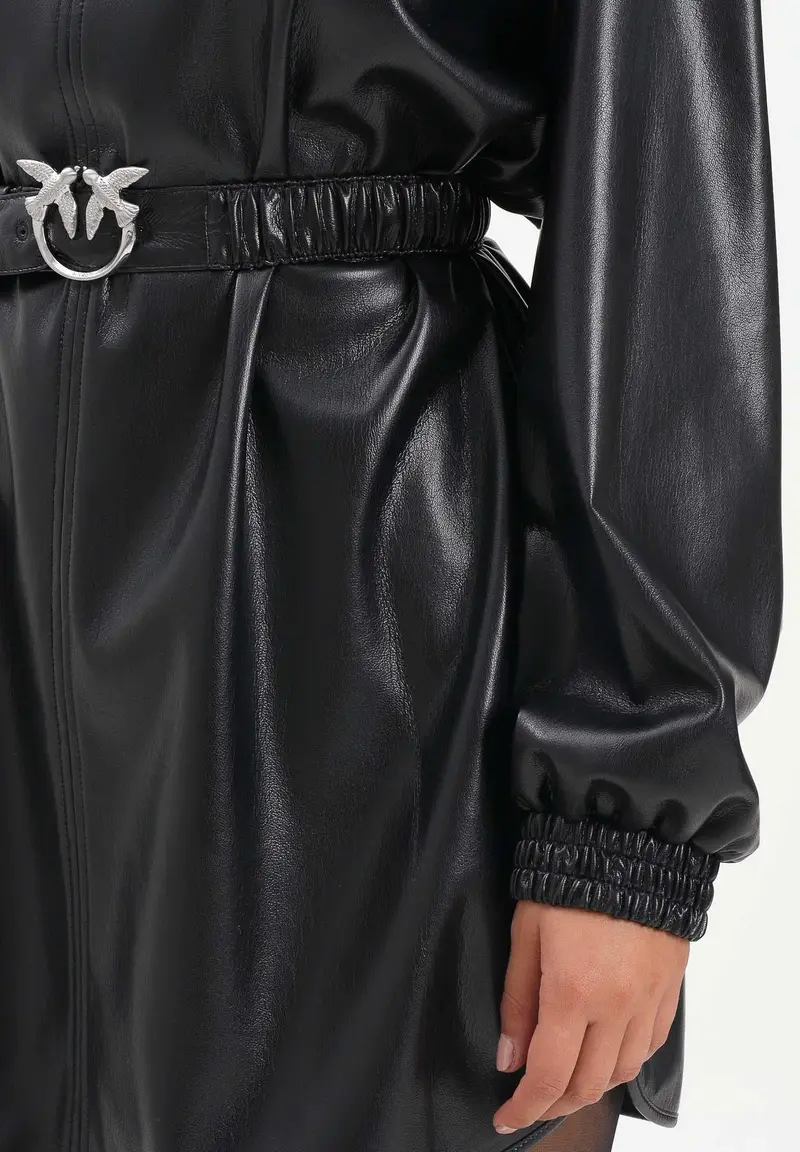 Abito corto nero da donna effetto pelle miniatura 3