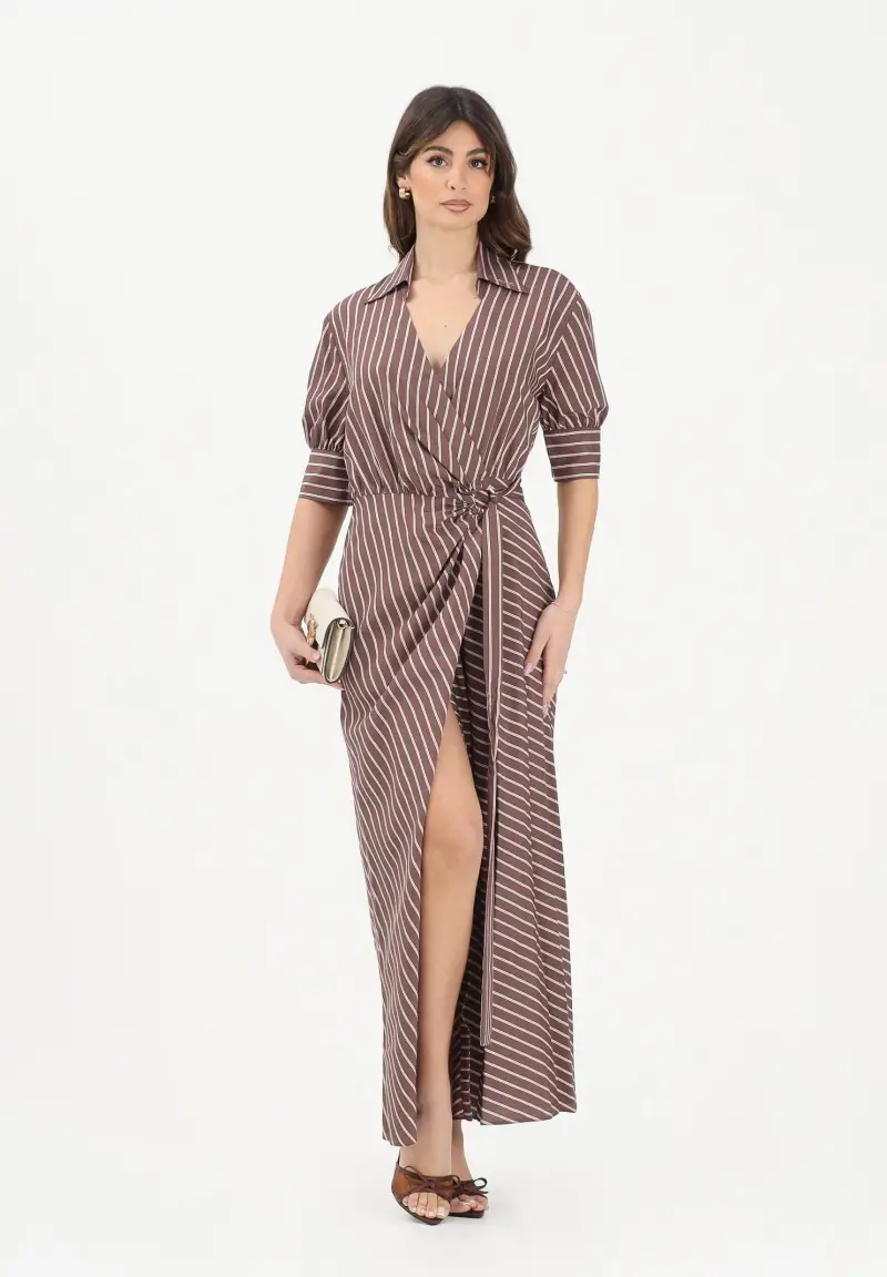 Abito lungo ALEXANDRA marrone da donna miniatura 2