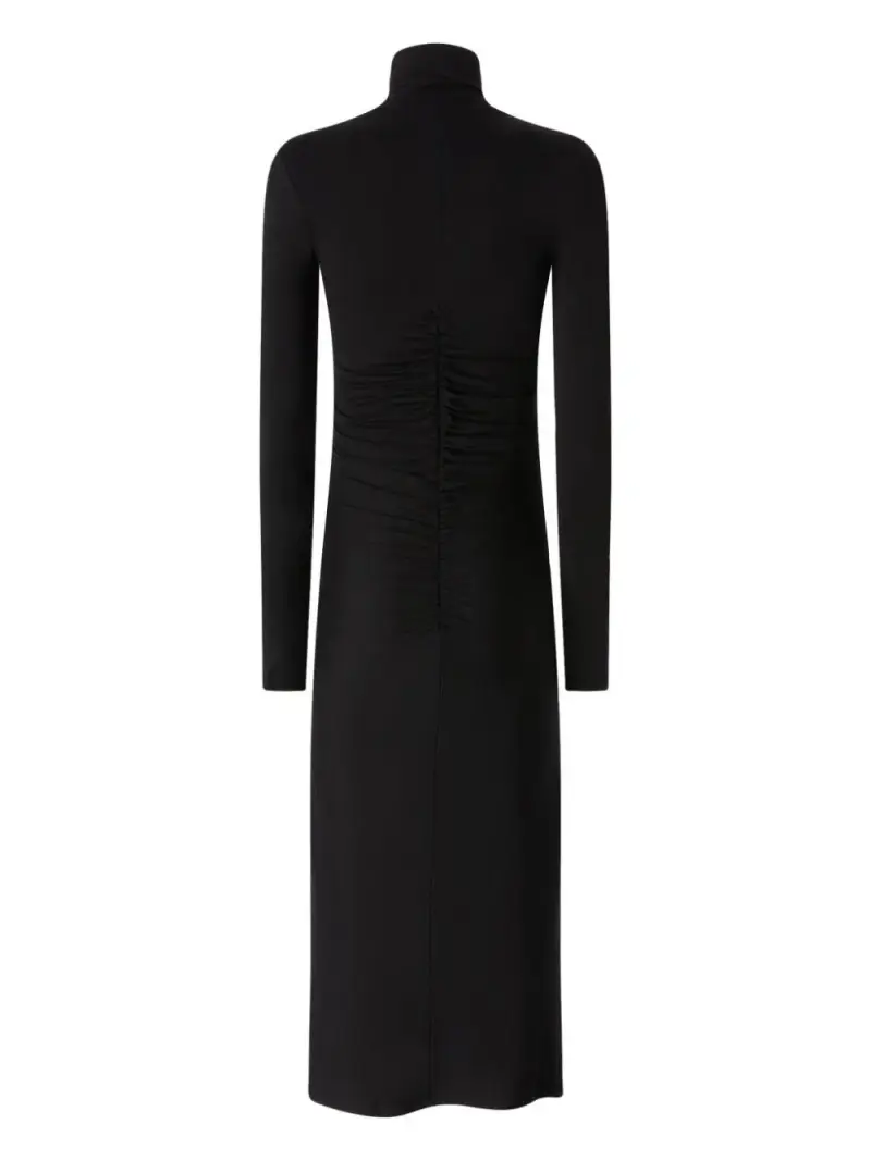 Abito lungo drappeggio in vita nero miniatura 2