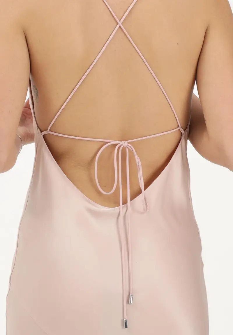 Abito lungo rosa da donna miniatura 3