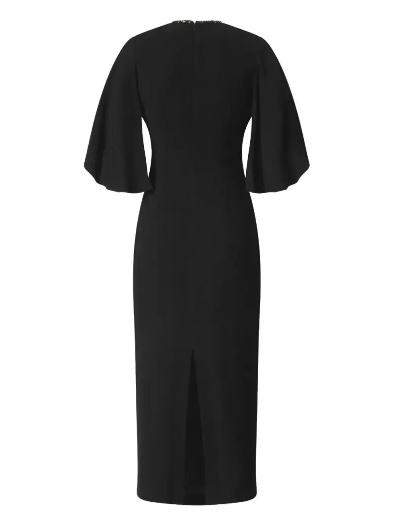 Abito midi con dettagli decorativi Nero miniatura 2