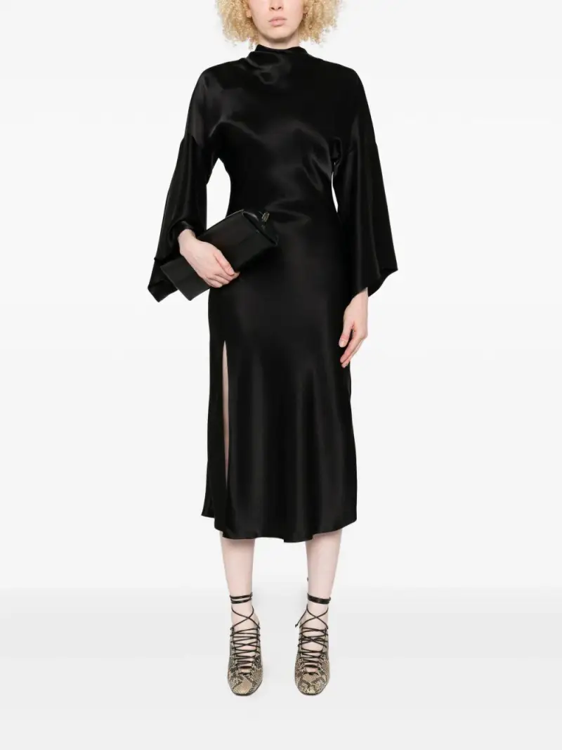 Abito midi nero con schiena scoperta miniatura 2