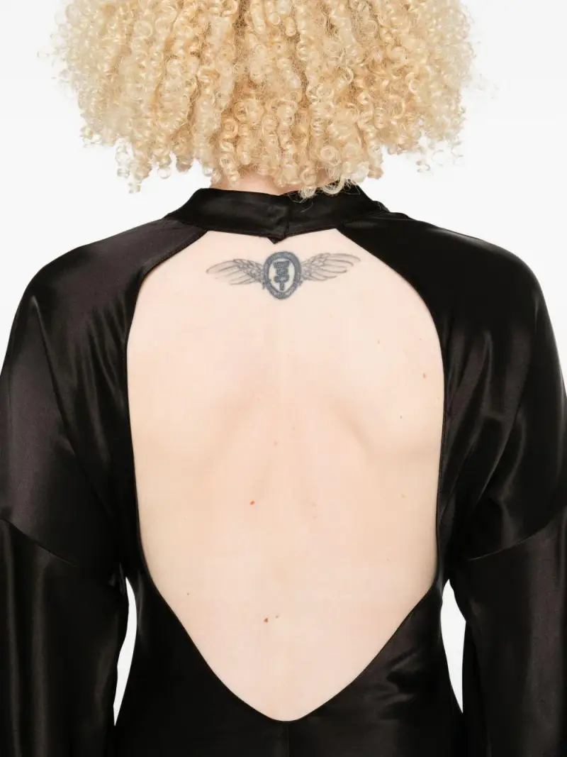 Abito midi nero con schiena scoperta miniatura 3