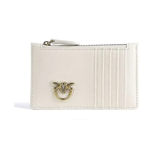 Pinko Airone CARDHOLDER Vitello, Accessori Portacarte da Viaggio Donna, Z14Q_Bianco Seta