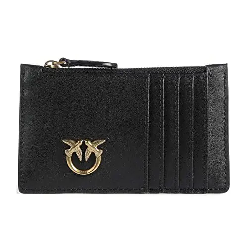 Pinko Airone CARDHOLDER Vitello Seta, Accessori Portacarte da Viaggio Donna, Z99Q_Nero