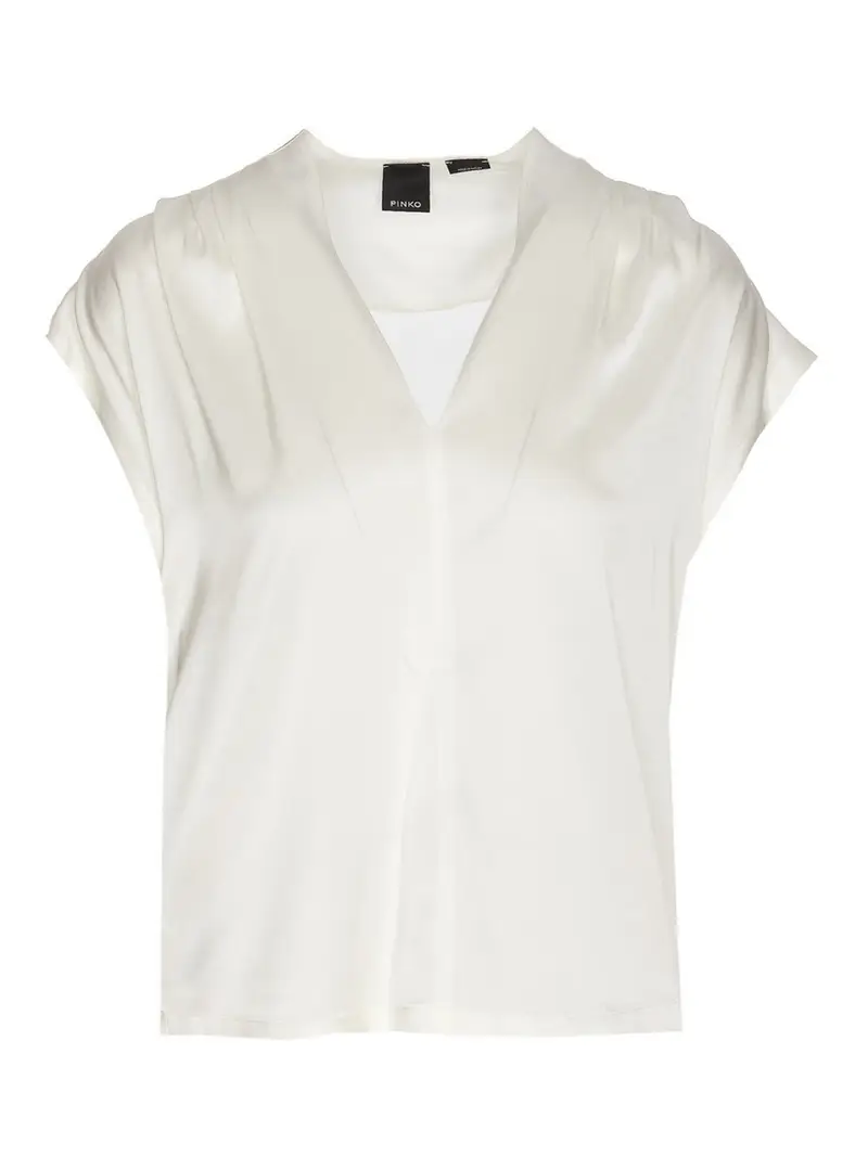 Blusa Breve con scollo a V Bianco