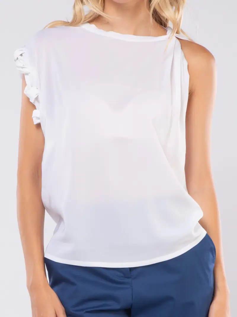 blusa da donna Pinko con incrocio e treccia Bianco