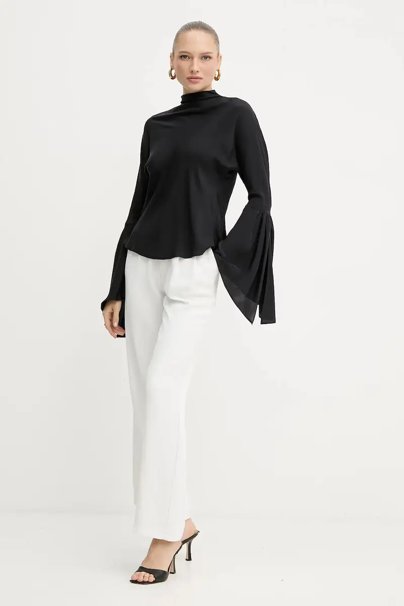 blusa di seta donna colore nero 105625 A2S9 miniatura 2