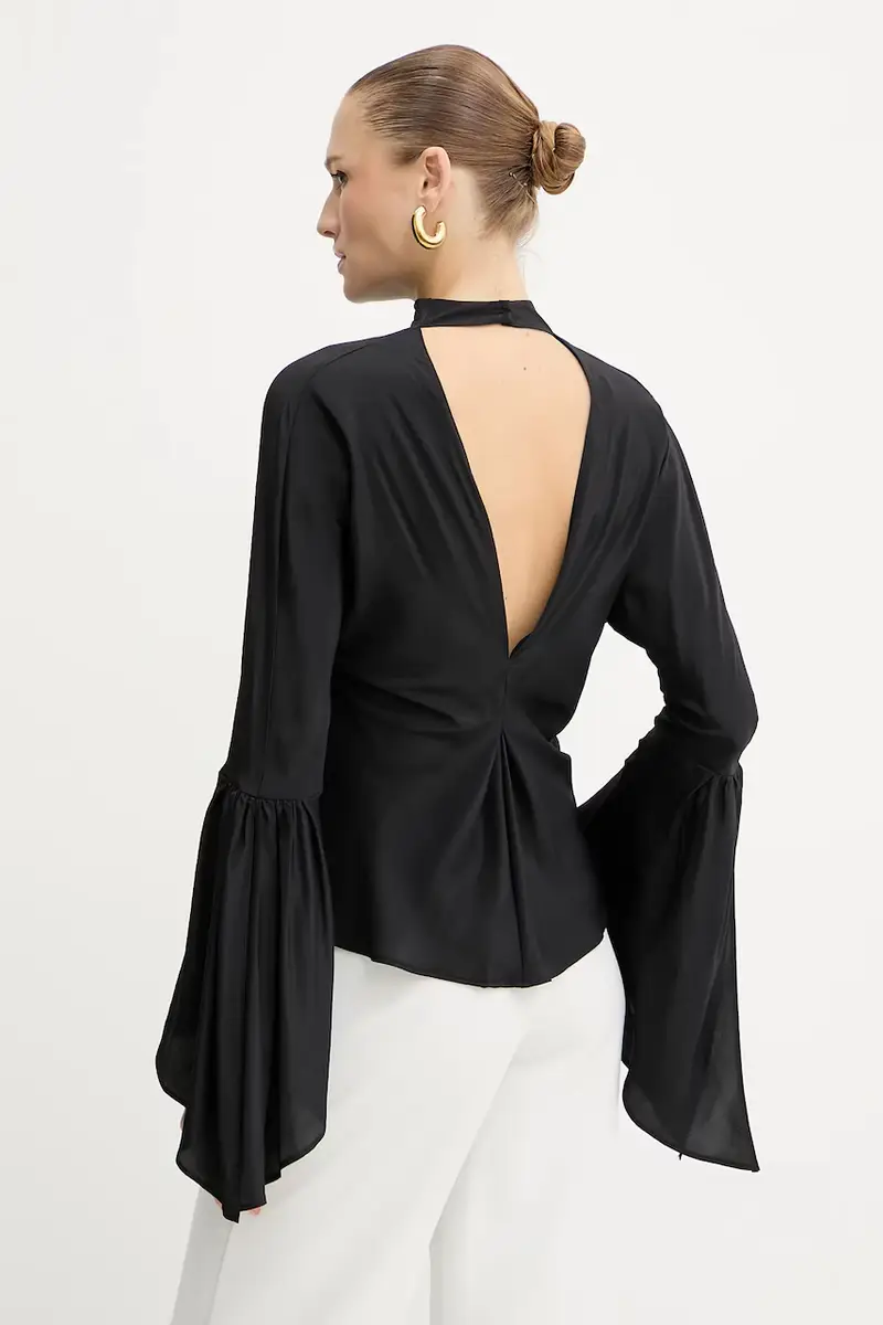 blusa di seta donna colore nero 105625 A2S9 miniatura 3