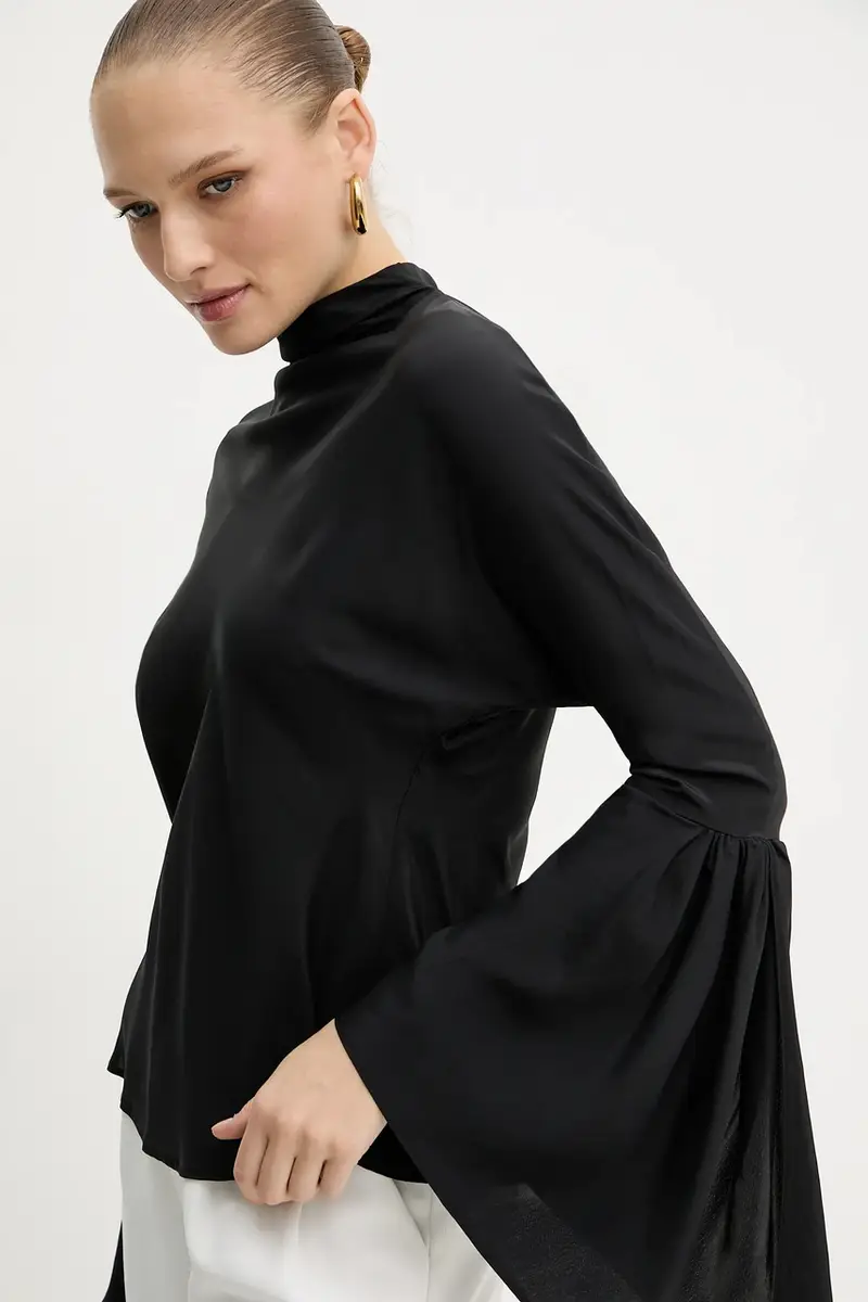 blusa di seta donna colore nero 105625 A2S9 miniatura 4