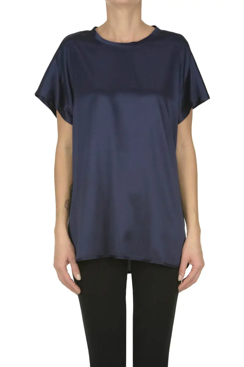Blusa Farida in seta Blu Marino